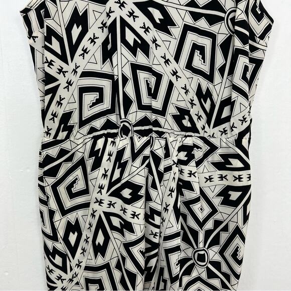 Amanda Uprichard Black White Geometric Silk Spaghetti Strap Mini Dress Size S - Picture 6 of 10